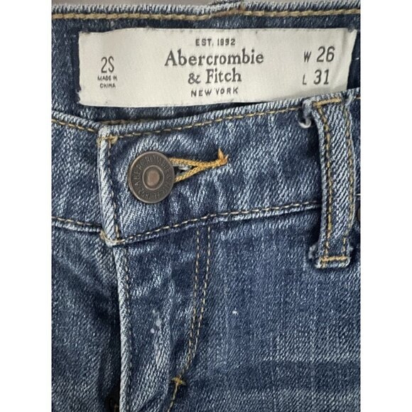 Abercrombie & Fitch Blue Denim Low Rise Bootcut Jeans 2S Stretch 5 Pockets 26x30 - Picture 6 of 7